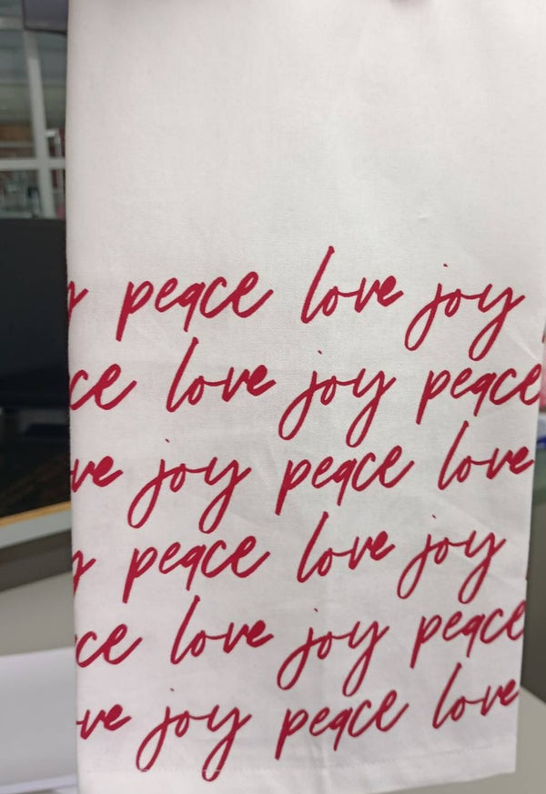 Christmas Tea Towel ~ Peace Love Joy